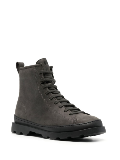 Camper Lace-up Leather Boots In Grey