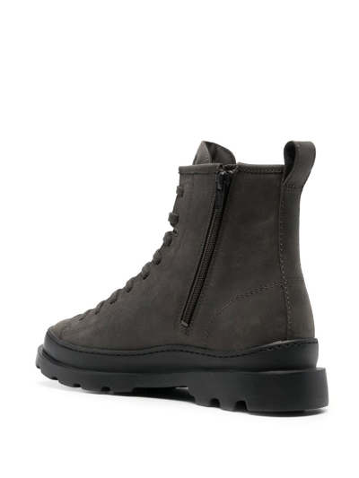 Camper Lace-up Leather Boots In Grey