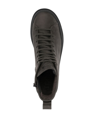 Camper Lace-up Leather Boots In Grey
