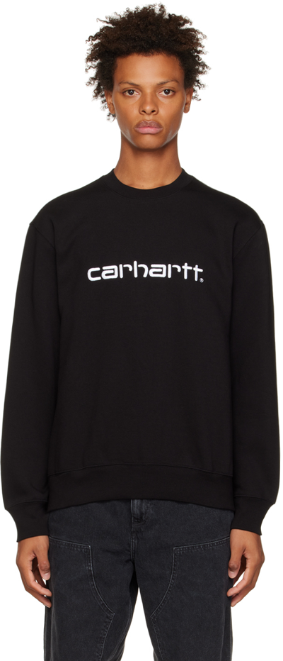 Shop Carhartt Black Crewneck Sweatshirt In 0d2xx Black / White