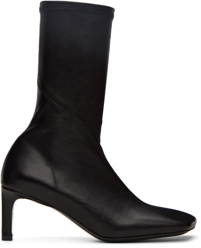 Shop Jil Sander Black Square Toe Ankle Boots In 001 Black