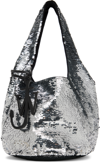 Shop Jw Anderson Silver Mini Sequin Shopper Bag In 910 Silver