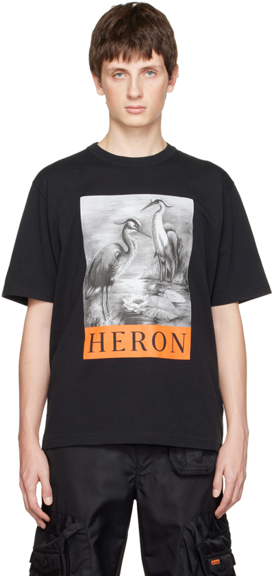 Shop Heron Preston Black Graphic T-shirt In Black Black