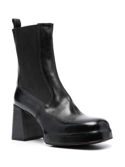 Shop Moma Block-heel Leather Boots In Black