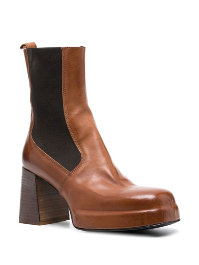 Shop Moma Block-heel Leather Boots In Brown