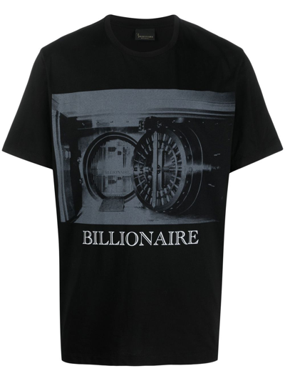 Shop Billionaire Graphic-print Cotton T-shirt In 黑色