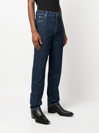 Shop Charles Jeffrey Loverboy Geometric-patterned Straight Leg Jeans In Blue