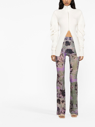 Knwls Abstract-print Flared Trousers In 绿色