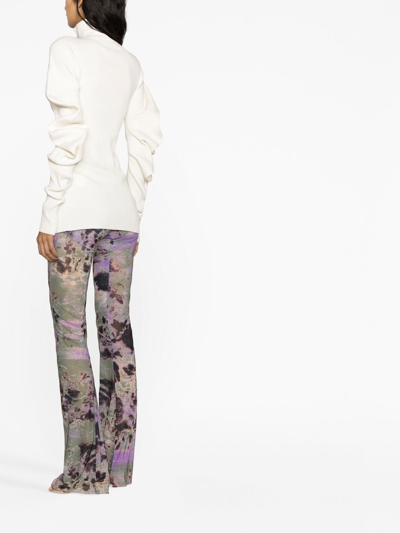 Knwls Abstract-print Flared Trousers In 绿色
