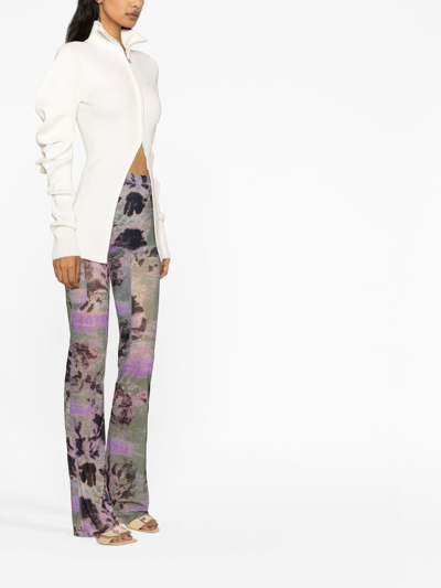 Knwls Abstract-print Flared Trousers In 绿色