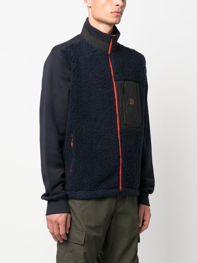 Shop Woolrich Logo-print Fleece Jacket In Blue