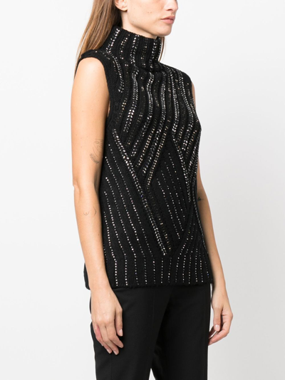 Ermanno Scervino Embellished Roll-neck Top In 黑色