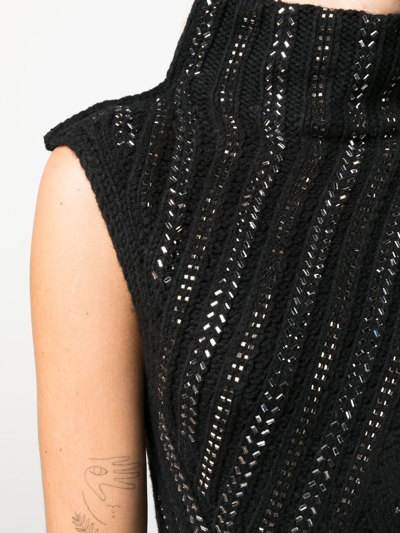 Ermanno Scervino Embellished Roll-neck Top In 黑色