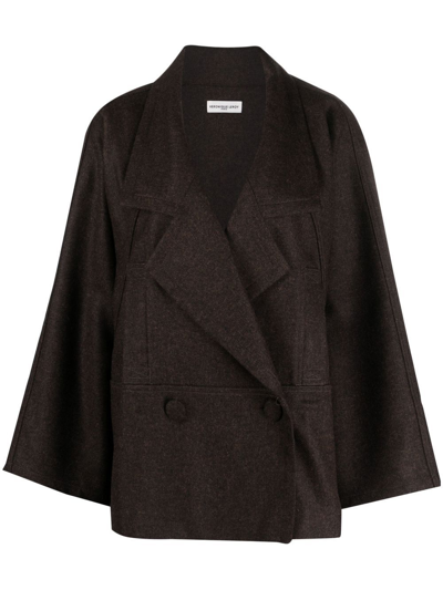 Veronique Leroy A-line Double-breasted Blazer In 褐色