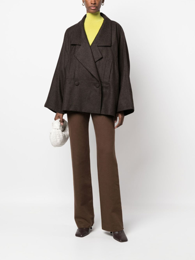 Veronique Leroy A-line Double-breasted Blazer In 褐色