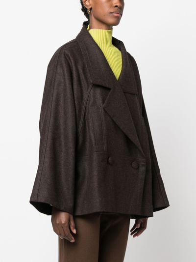 Veronique Leroy A-line Double-breasted Blazer In 褐色