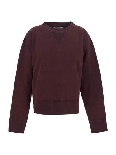 Shop Maison Margiela Cotton Embroidered Crewneck In Red