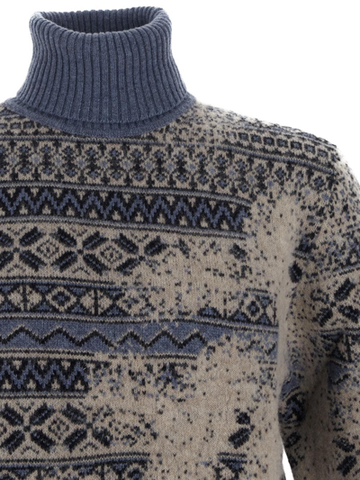 Shop Barena Venezia Turtleneck Knit Sweater In Blue