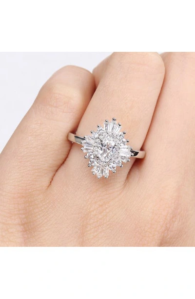 Delmar Sterling Silver Created White Sapphire Statement Ring In Silver