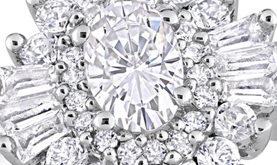 Delmar Sterling Silver Created White Sapphire Statement Ring In Silver