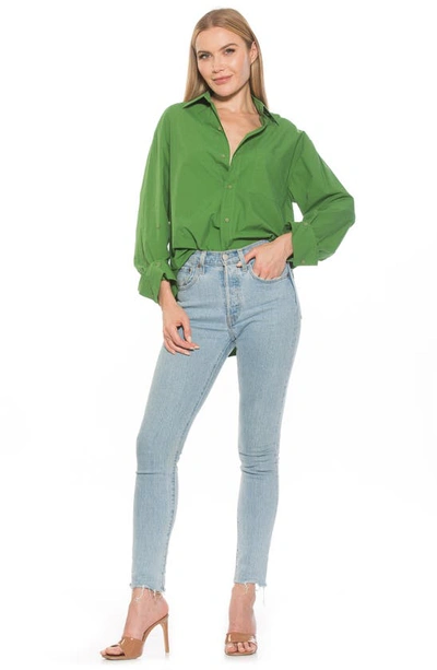 Shop Alexia Admor Amber Classic Boyfriend Fit Button-up Shirt In Bright Green