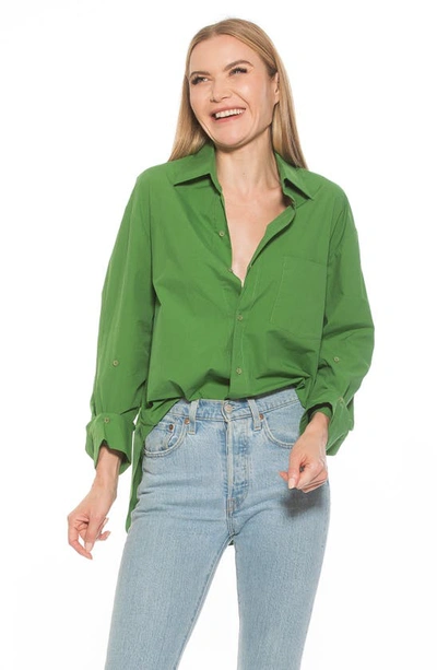 Alexia Admor Amber Classic Boyfriend Fit Button-up Shirt In Bright Green