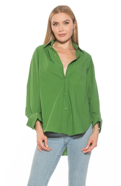 Shop Alexia Admor Amber Classic Boyfriend Fit Button-up Shirt In Bright Green