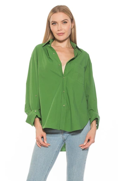 Alexia Admor Amber Classic Boyfriend Fit Button-up Shirt In Bright Green