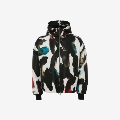 Shop Alexander Mcqueen Watercolour Graffiti Windbreaker In Multicolour