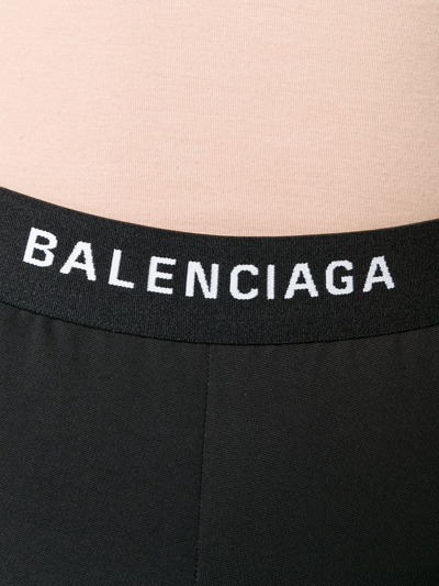 Shop Balenciaga Logo Print Leggings In Black