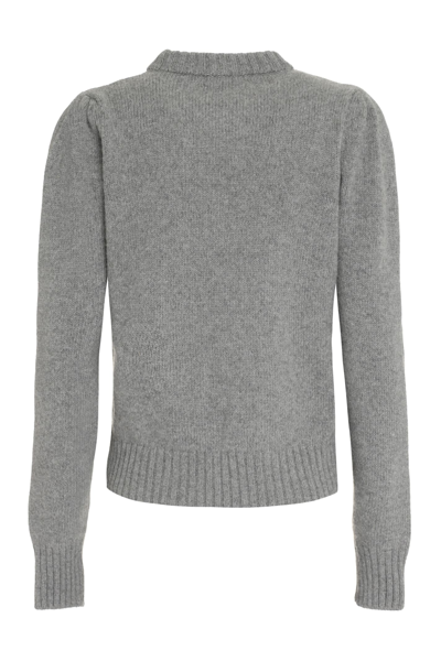 Shop Ganni Logo Wool Sweater In Grey