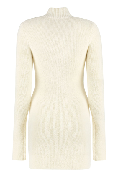 Shop Off-white Bouclé Knit Dress In Panna