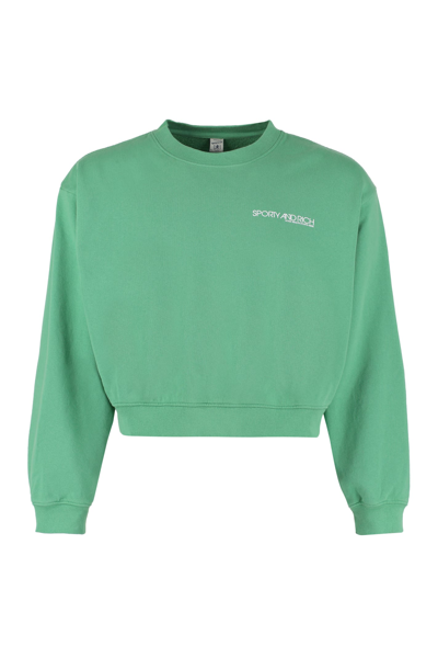 Shop Sporty &amp; Rich Cotton Crew-neck Sweatshirt In Green
