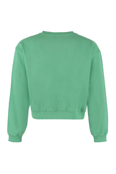 Shop Sporty &amp; Rich Cotton Crew-neck Sweatshirt In Green