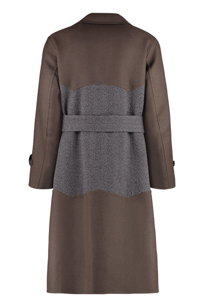 Shop Ferragamo Wool Long Coat In Brown