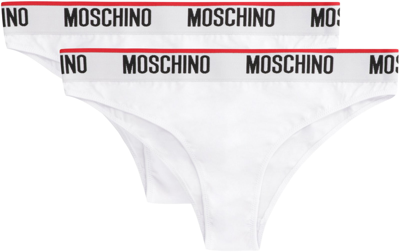 Shop Moschino Set Of Two Logo Band Briefs In White