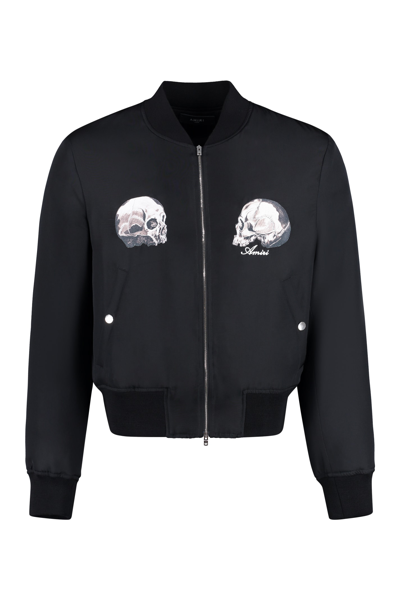 Shop Amiri Silk Bomber Jacket In Black