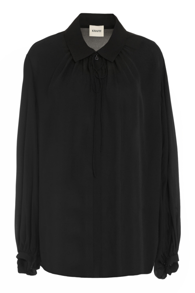 Shop Khaite Frances Silk Blouse In Black
