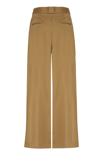 Shop Khaite Rico High-waist Wide-leg Trousers In Khaki