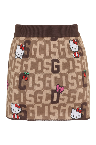 Shop Gcds X Hello Kitty - Wool Blend Miniskirt In Brown