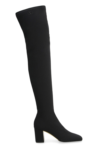 Shop Valentino Garavani - Golden Walk Over-the-knee Boots In Black