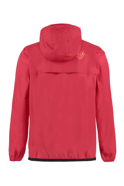 Shop Comme Des Garçons Play X K-way - Hooded Windbreaker In Red