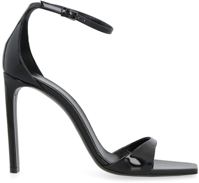 Shop Saint Laurent Bea Patent Leather Sandals In Black