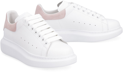 Shop Alexander Mcqueen Larry Leather Sneakers In White