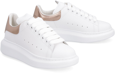 Shop Alexander Mcqueen Larry Leather Sneakers In White