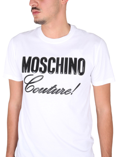 Shop Moschino Crewneck T-shirt In Bianco