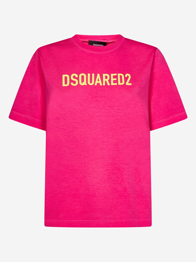 Shop Dsquared2 Technicolour Easy T-shirt In Fuxia