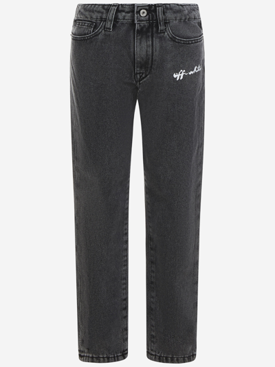 Off-white Drag-stripe Mid-rise Jeans In Grey