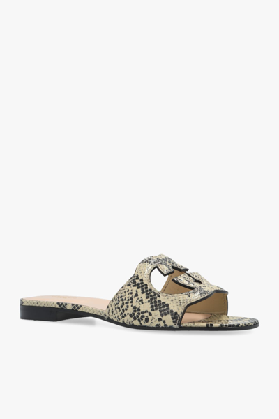 Shop Gucci Interlocking G Cut-out Slide Sandals In Beige