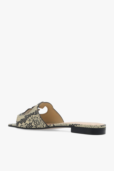 Shop Gucci Interlocking G Cut-out Slide Sandals In Beige